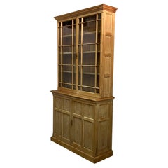 19th Century English Glazed Bookcase or Cabinet in Pitch Pine