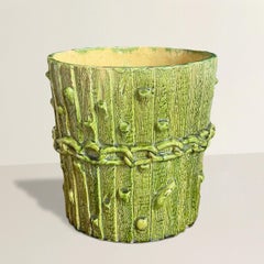 19th Century English Glazed Faux Bois Planter