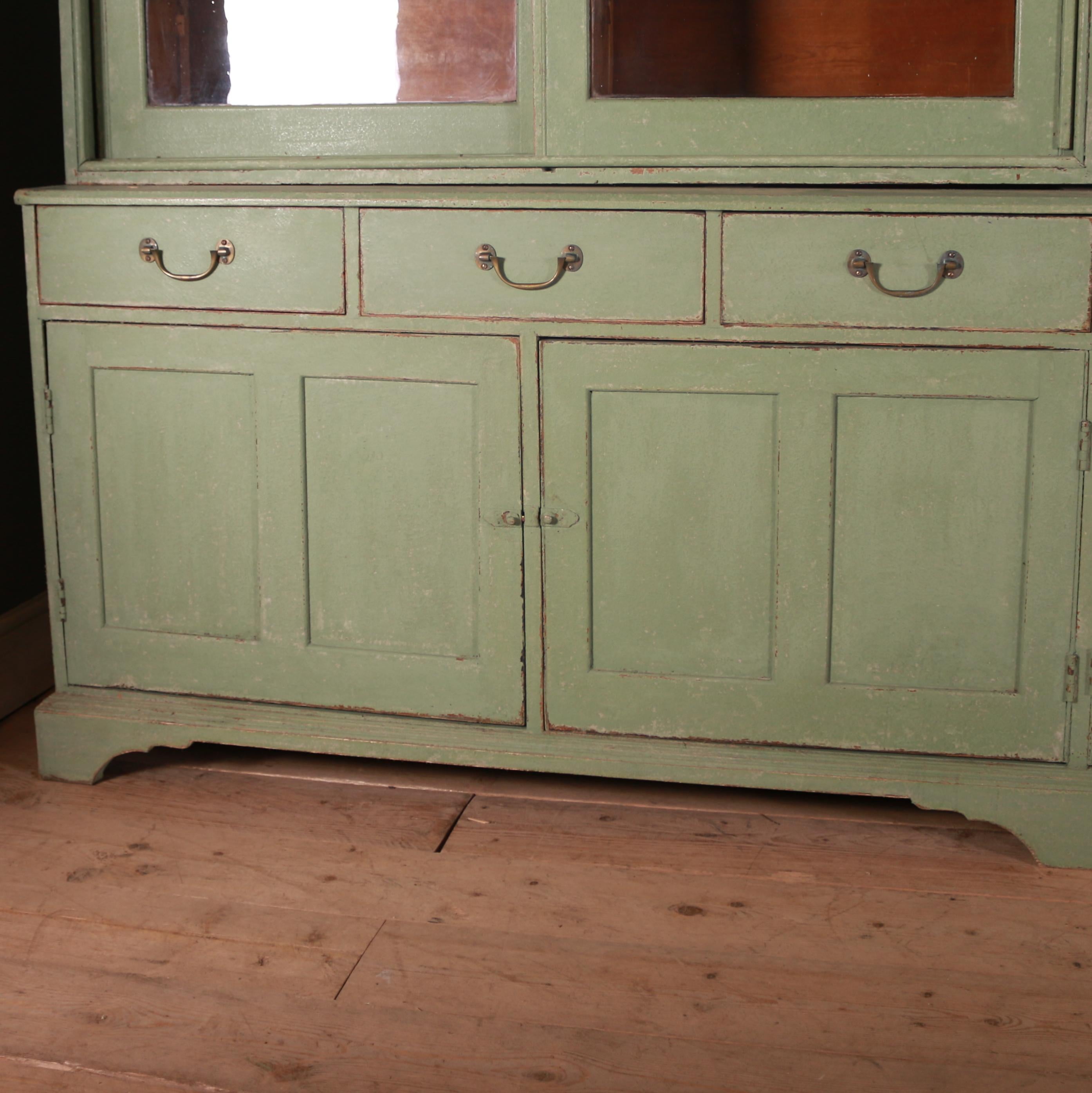 Stunning mid 19th C English painted kitchen dresser with glazed sliding doors and adjustable shelving to the top section. 1840

The top section comes off the base for transport.

Reference: 7554

Dimensions
130 inches (330 cms) Wide
24