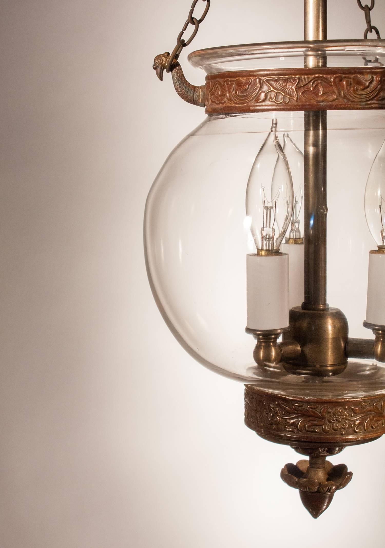 Victorian 19th Century English Globe Bell Jar Lantern