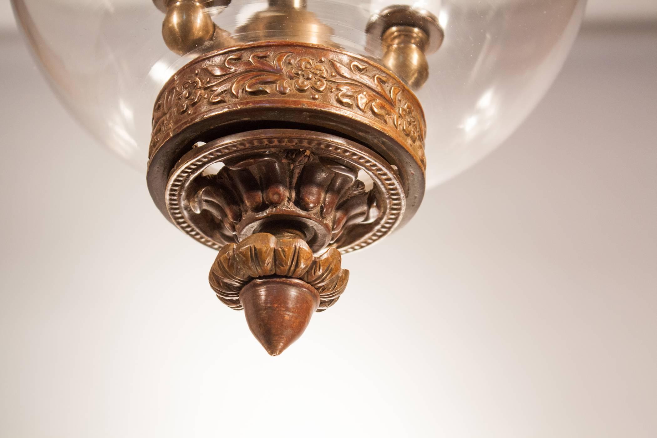 19th Century English Globe Bell Jar Lantern 2