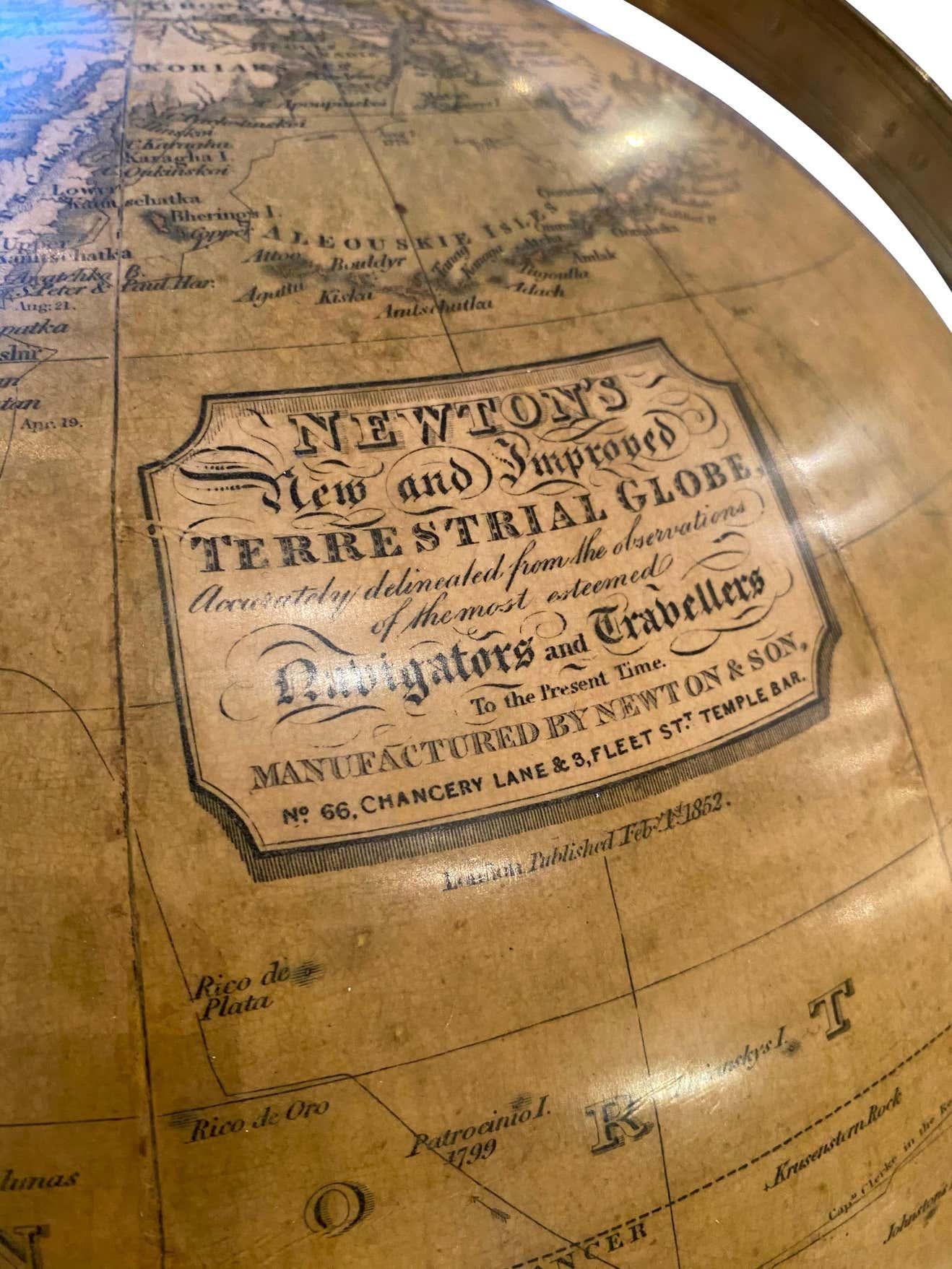 19th Century English Globe by Renowned Cartographers John Newton and Son For Sale 3