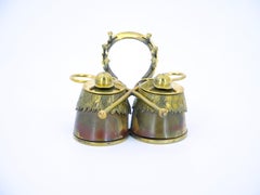 19th Century English Gold Washed Sheffield Silverplate Equestrian Themed Inkwell