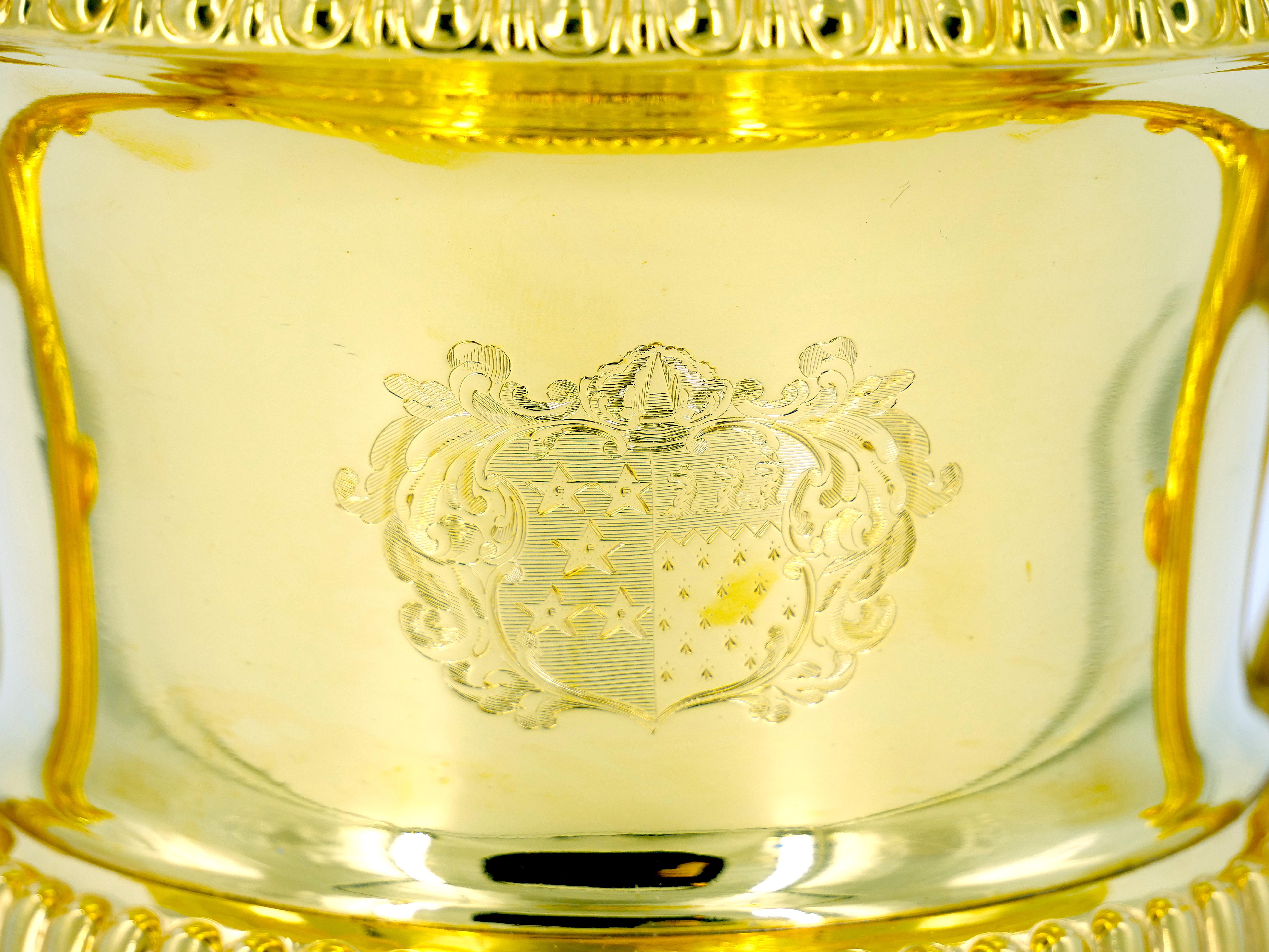 Doré Rafraîchisseur à champagne en métal argenté lavé d'or du 19e siècle en vente