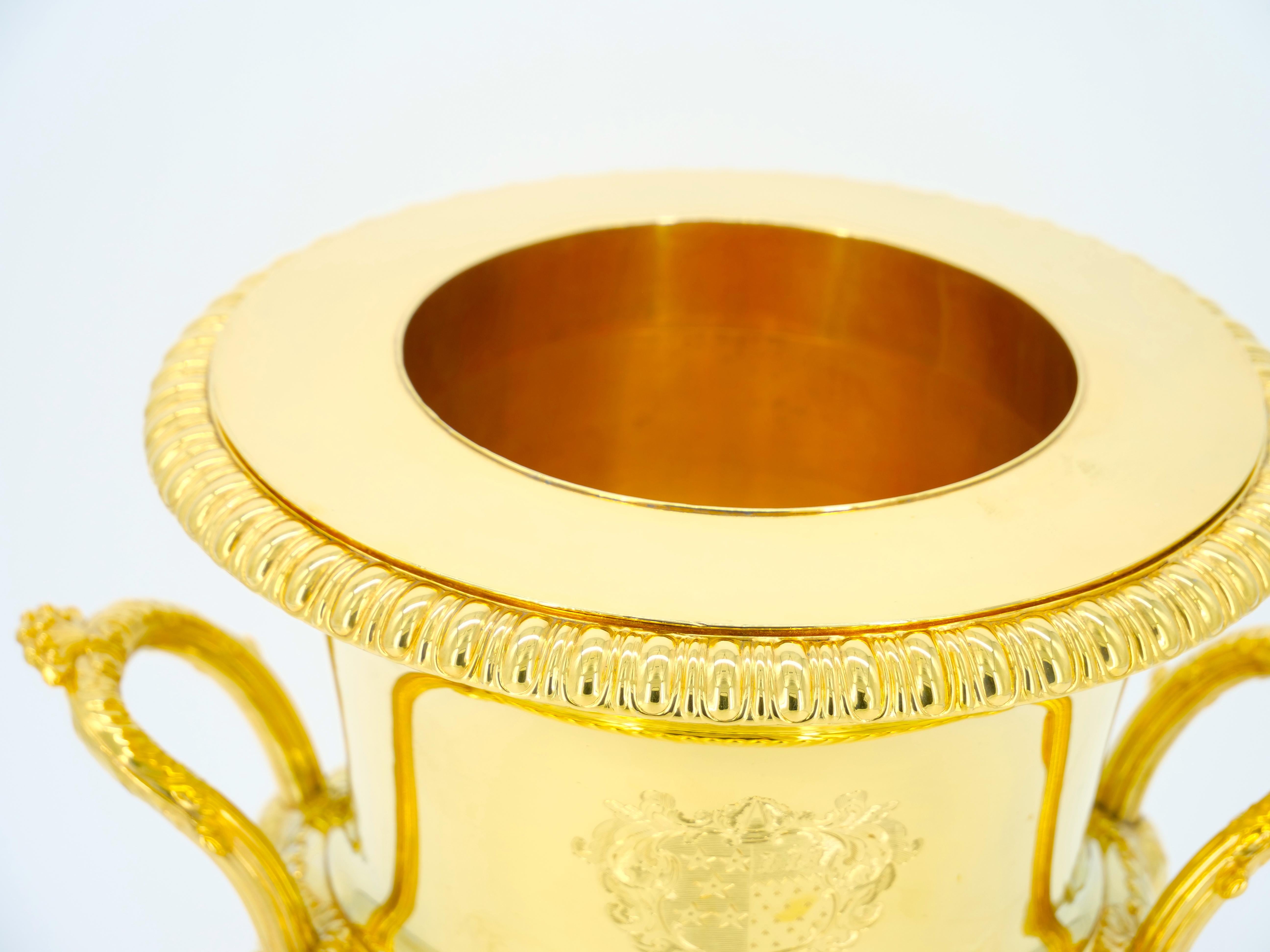 Rafraîchisseur à champagne en métal argenté lavé d'or du 19e siècle Bon état - En vente à Tarry Town, NY