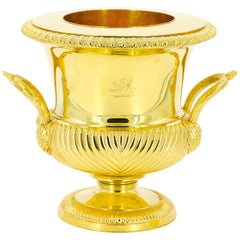 Raffreddatore per champagne inglese del XIX secolo in argenteria lavata in oro