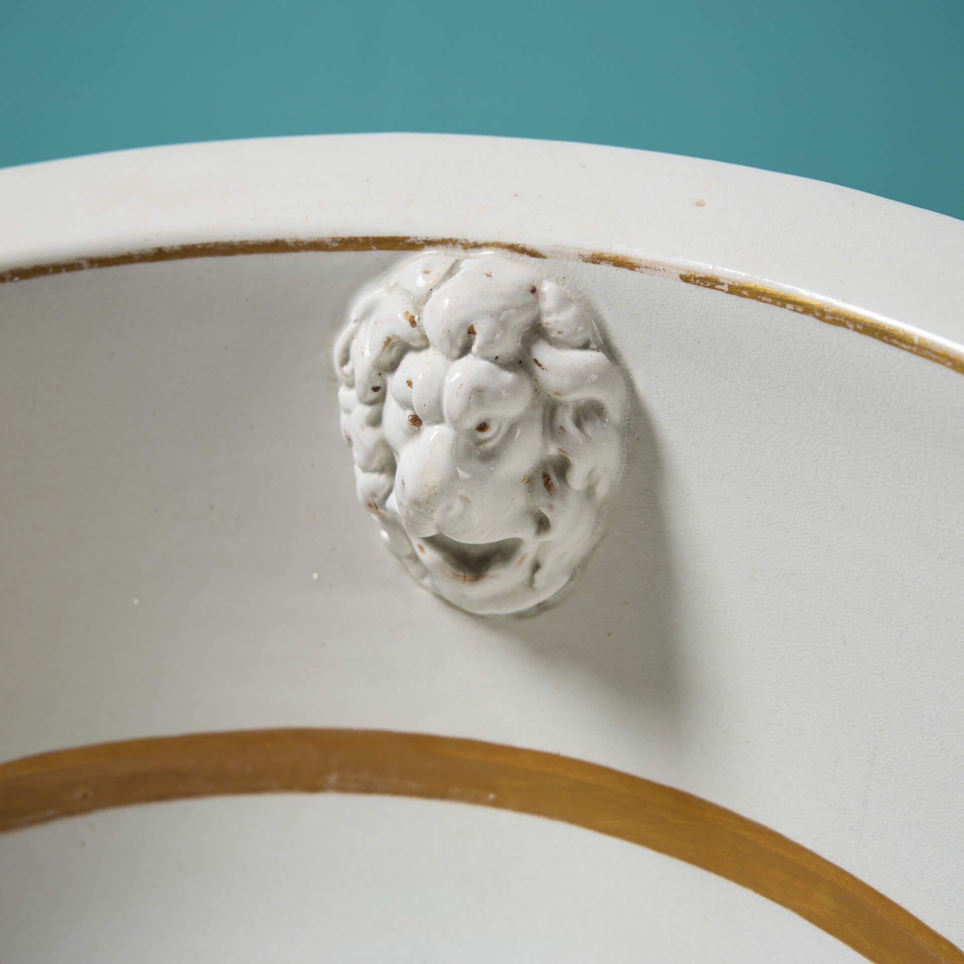 Vittoriano Lavandino da bagno inglese del XIX secolo in oro e bianco in vendita