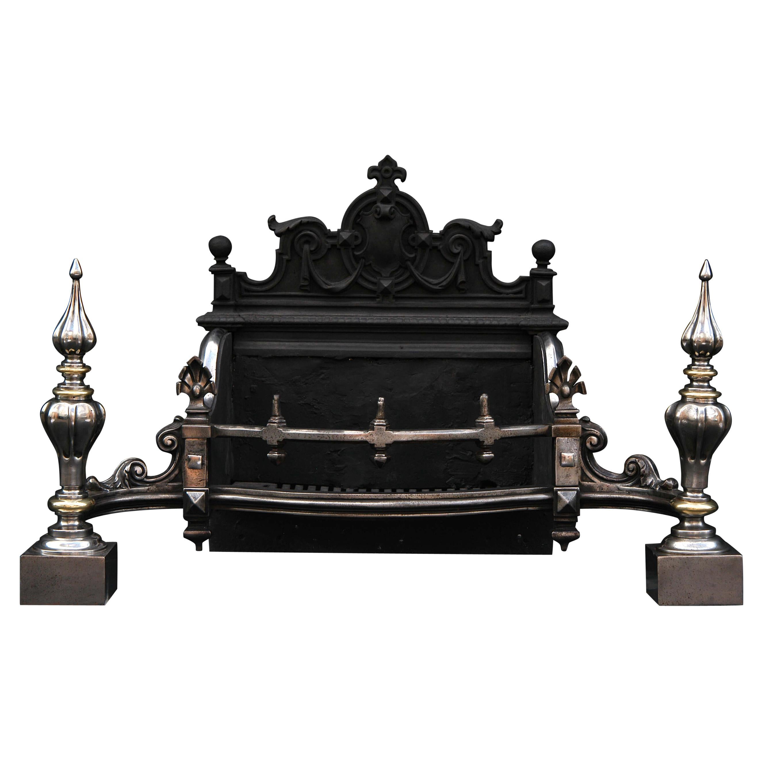 19th Century English Gothic Revival Firegrate For Sale