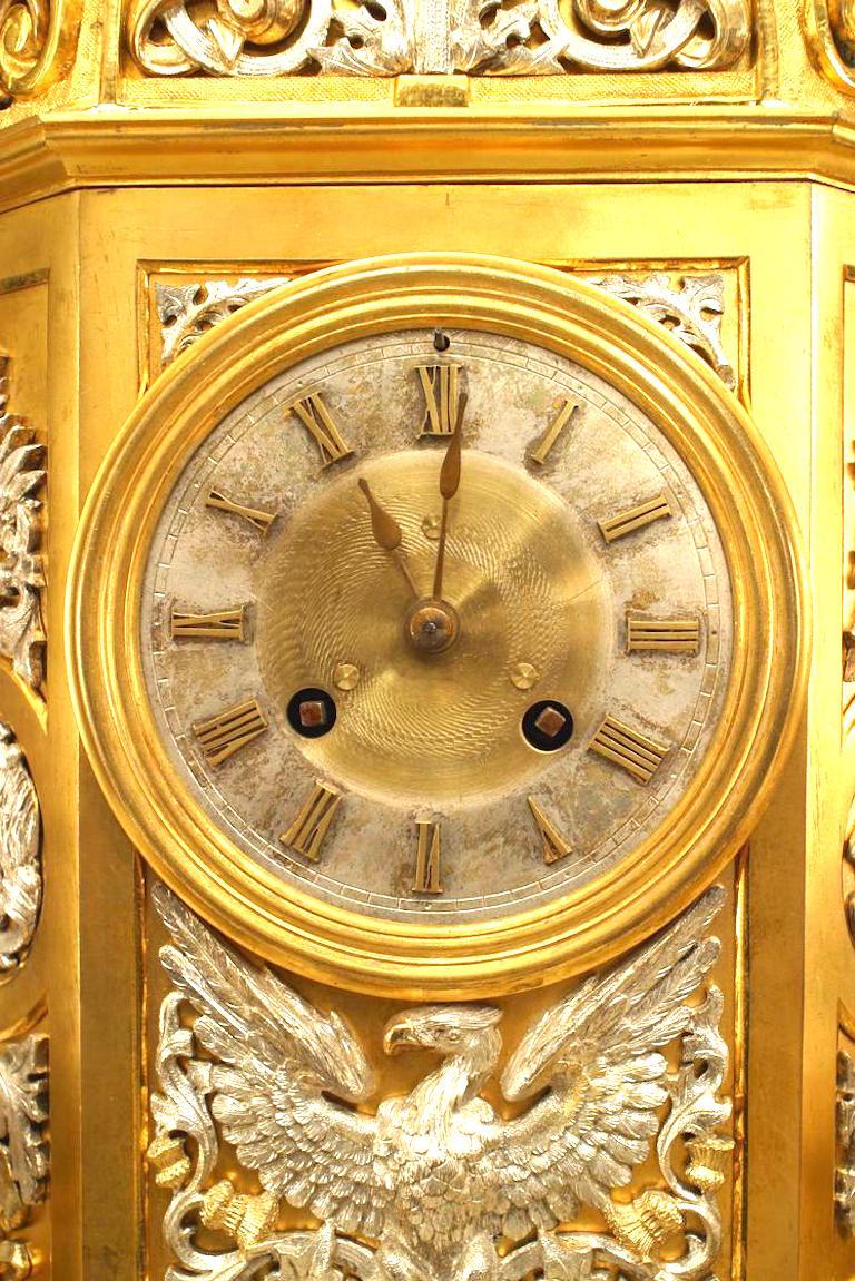 Gothic Revival Gilt Mantel Clock In Good Condition For Sale In New York, NY