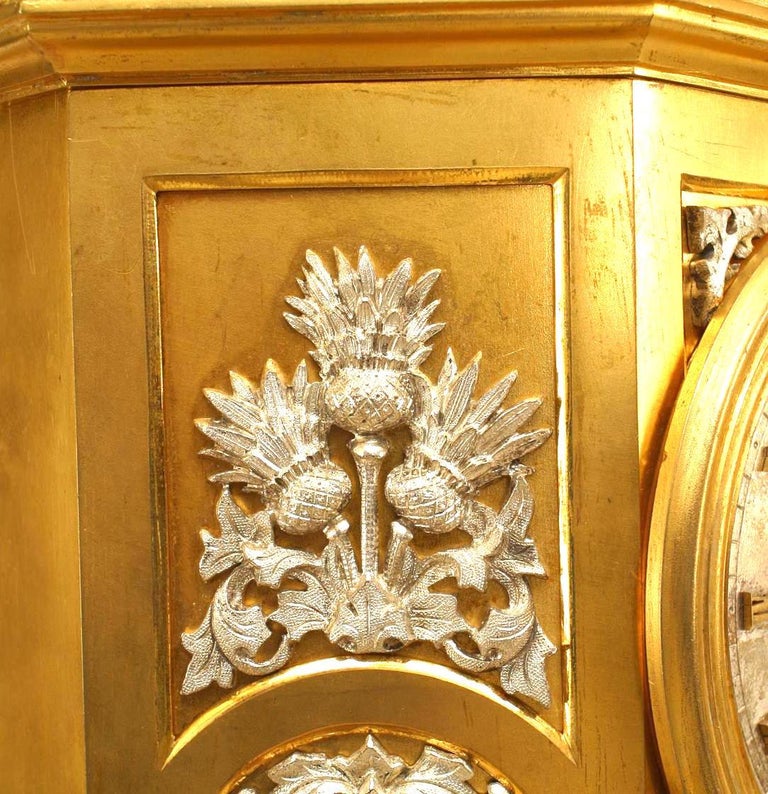 Gothic Revival Gilt Mantel Clock For Sale 3