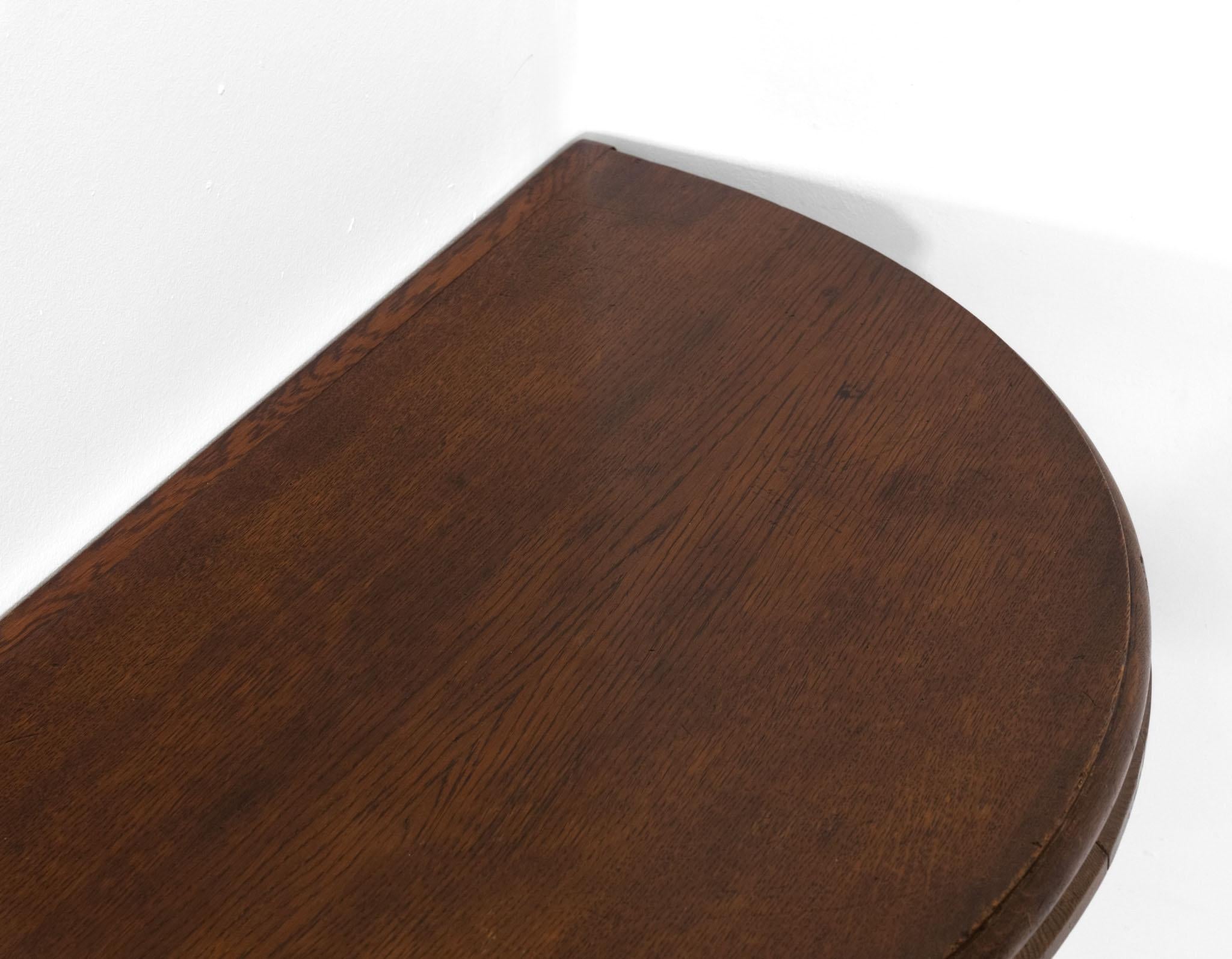 Table console en Oak Oak Demilune du 19e siècle, de style Revive gothique anglais en vente 1