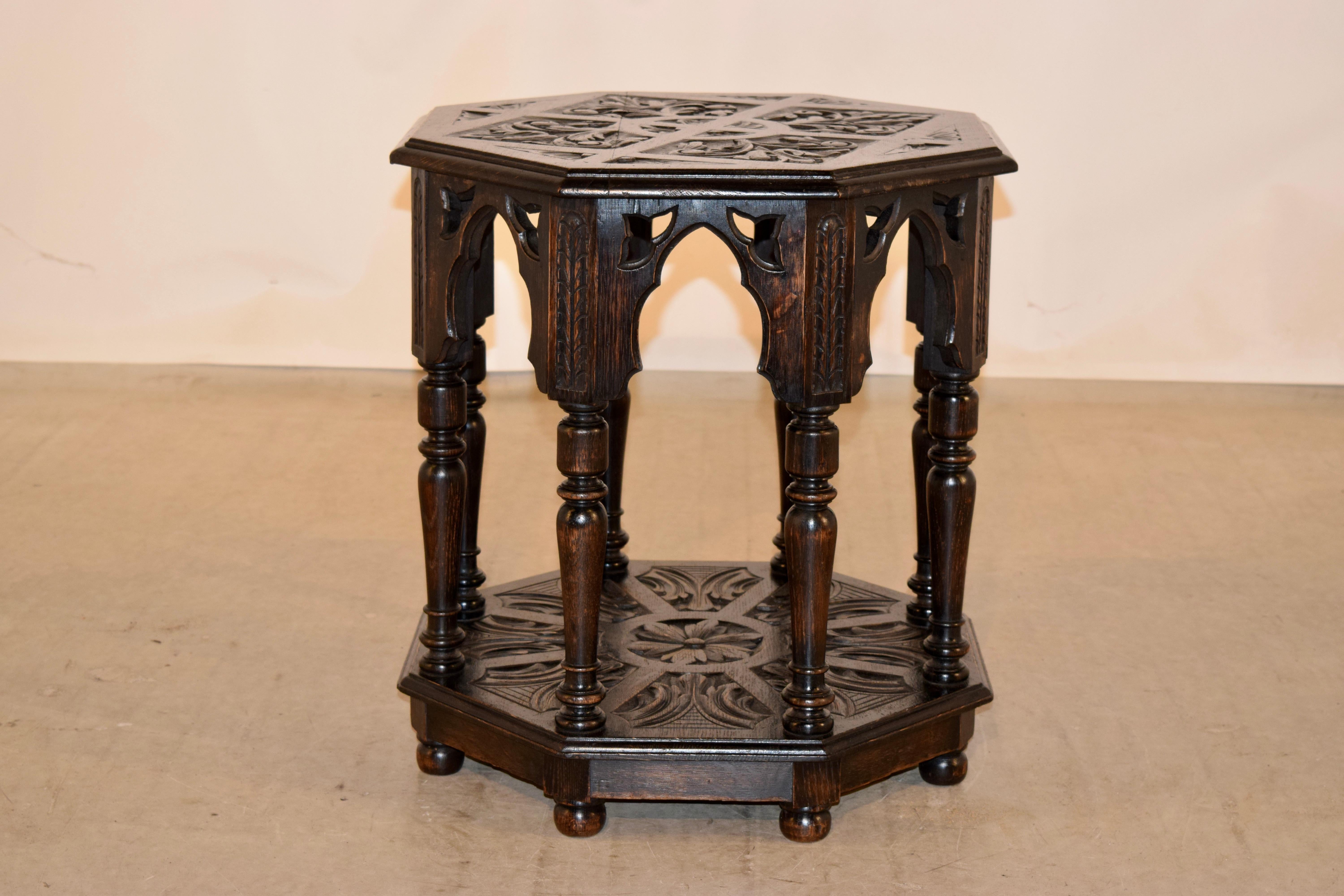 Hand-Carved 19th Century English Gothic Side Table
