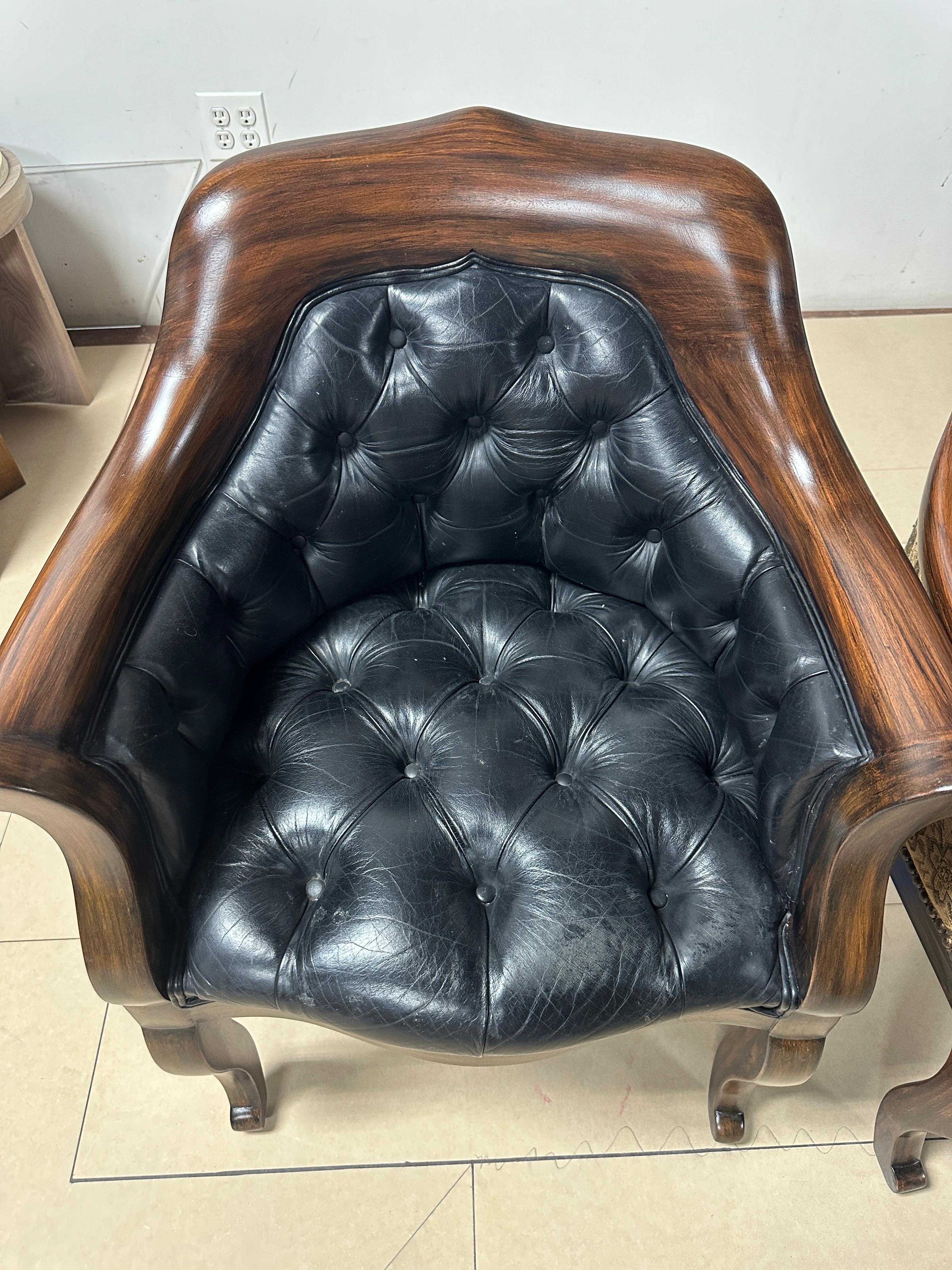 Pelle Set di 4 poltrone in stile gotico inglese del XIX secolo in vendita