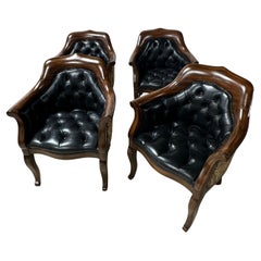 19th Century English Gothic Style Set of 4 Armchairs
