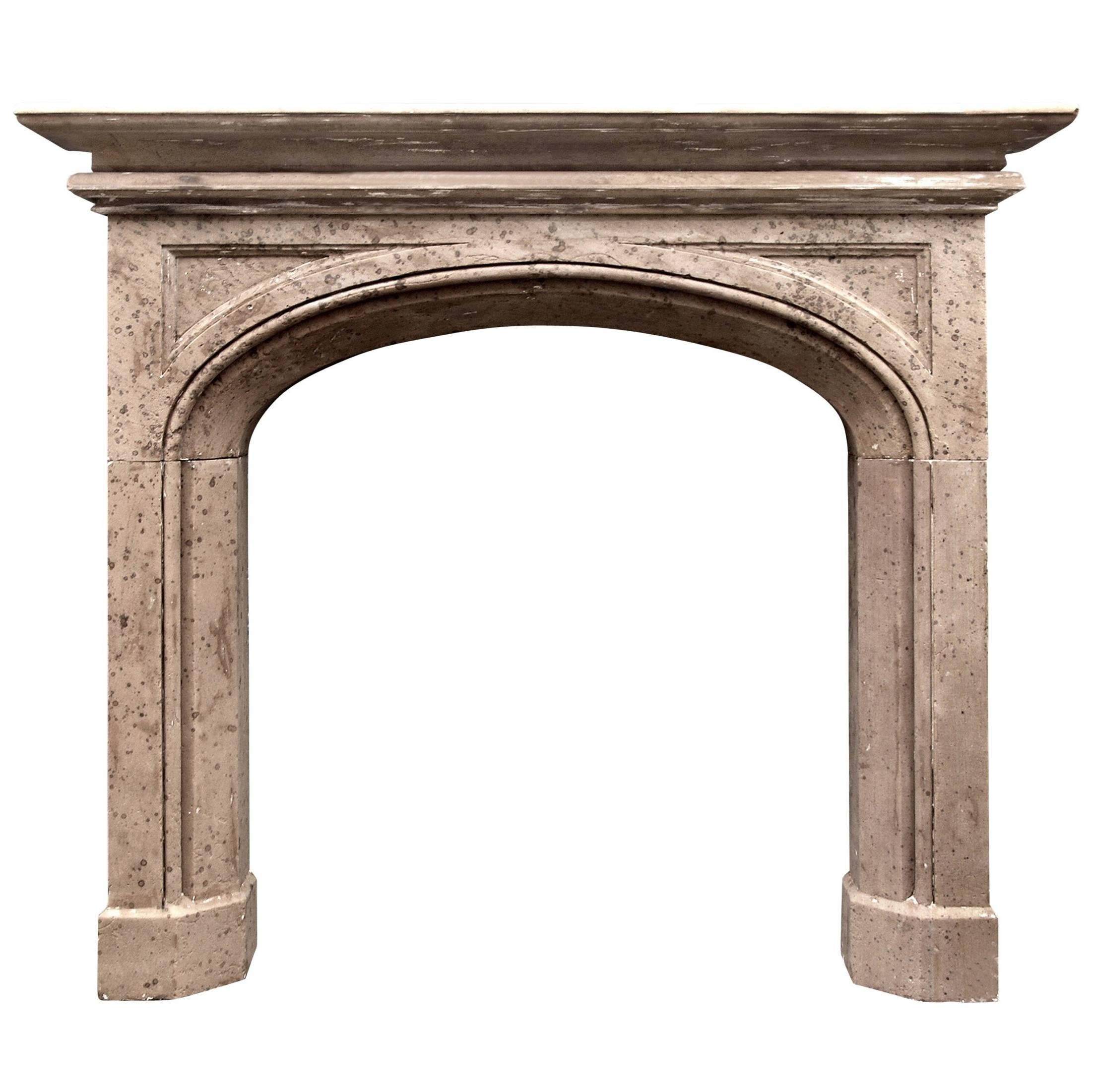 19th Century English Gothic Style Stone Fireplace