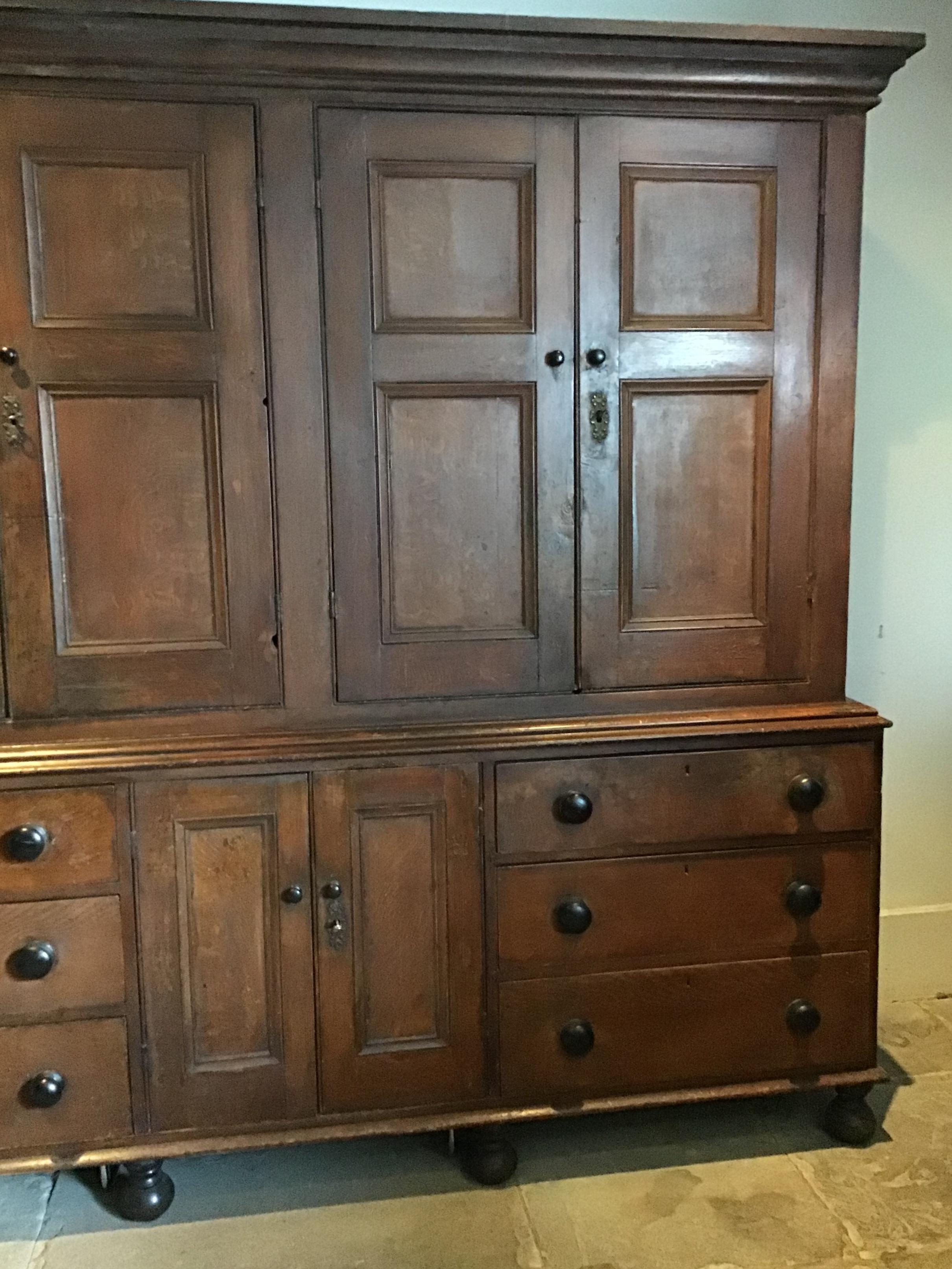 Hand-Painted 19th Century English Grained Housekeepers Cupboard