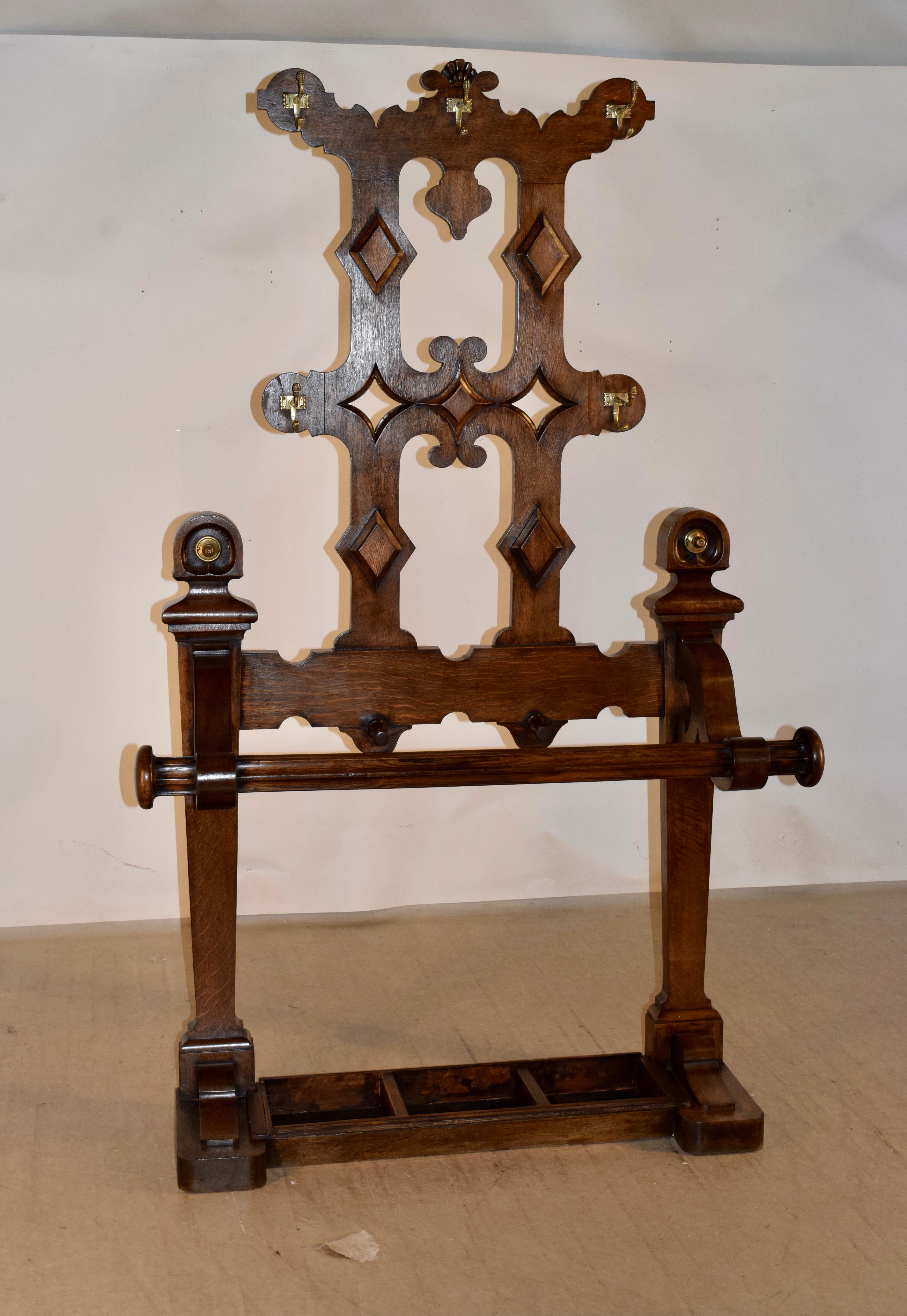 Oak 19th Century English Hall Stand For Sale