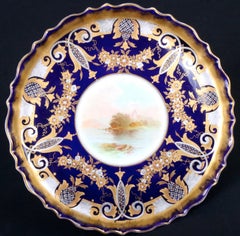 19th Century English Hand-Painted Cobalt Dessert Service