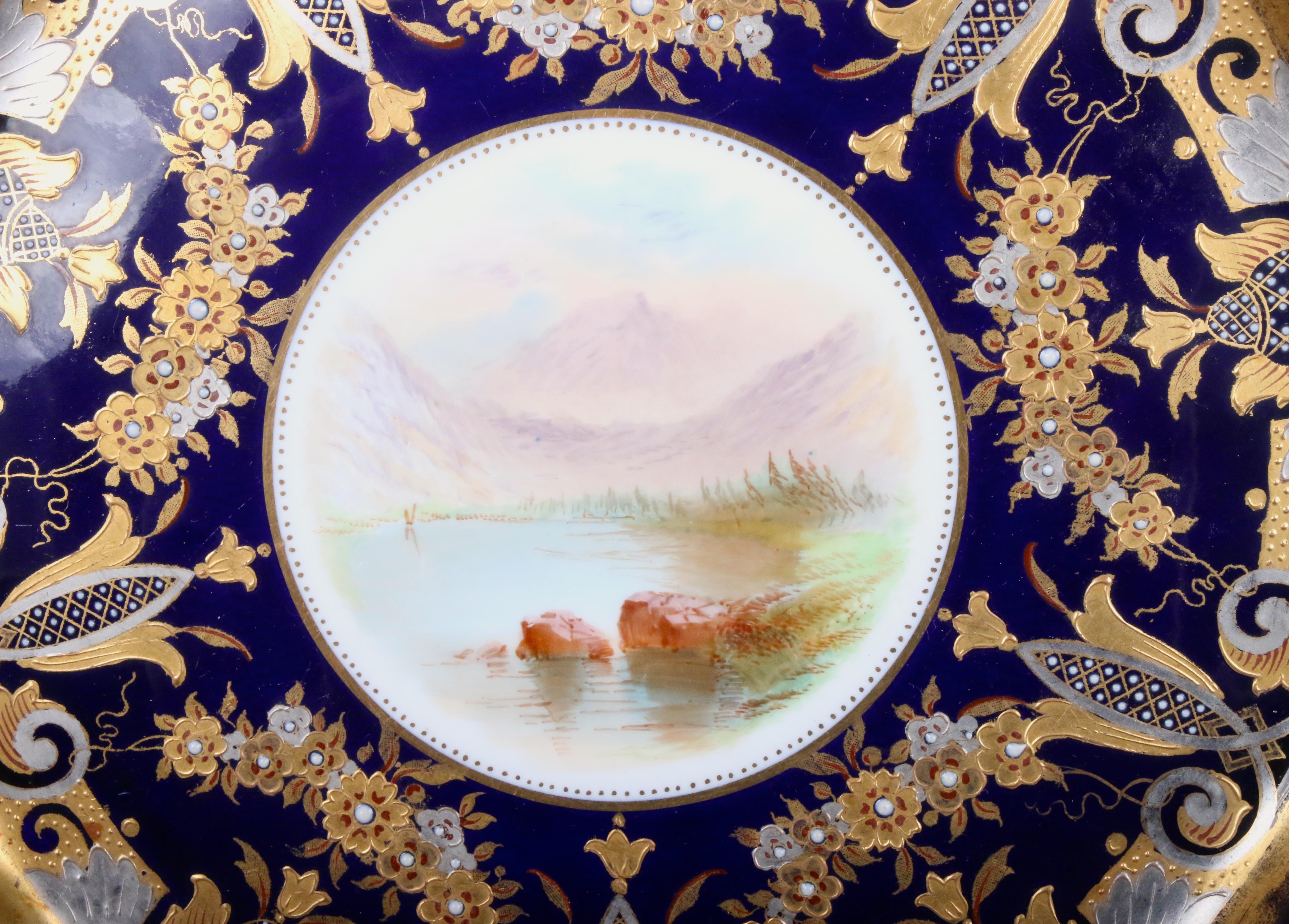 Late 19th Century 19th Century English Hand-Painted Cobalt Dessert Service For Sale