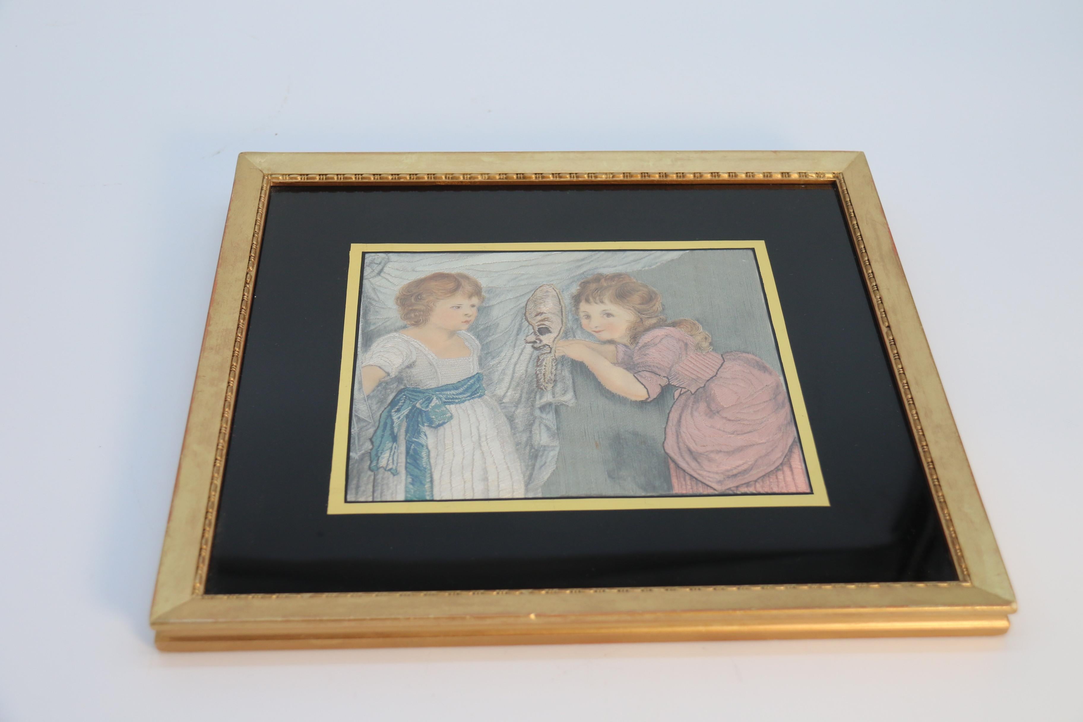 19th century English hand painted on silk needlework picture circa 1830 For Sale 5