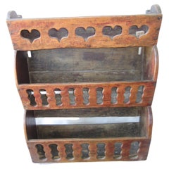 19th Century English Hanging Painted Vegetable Shelf in Original Red Paint