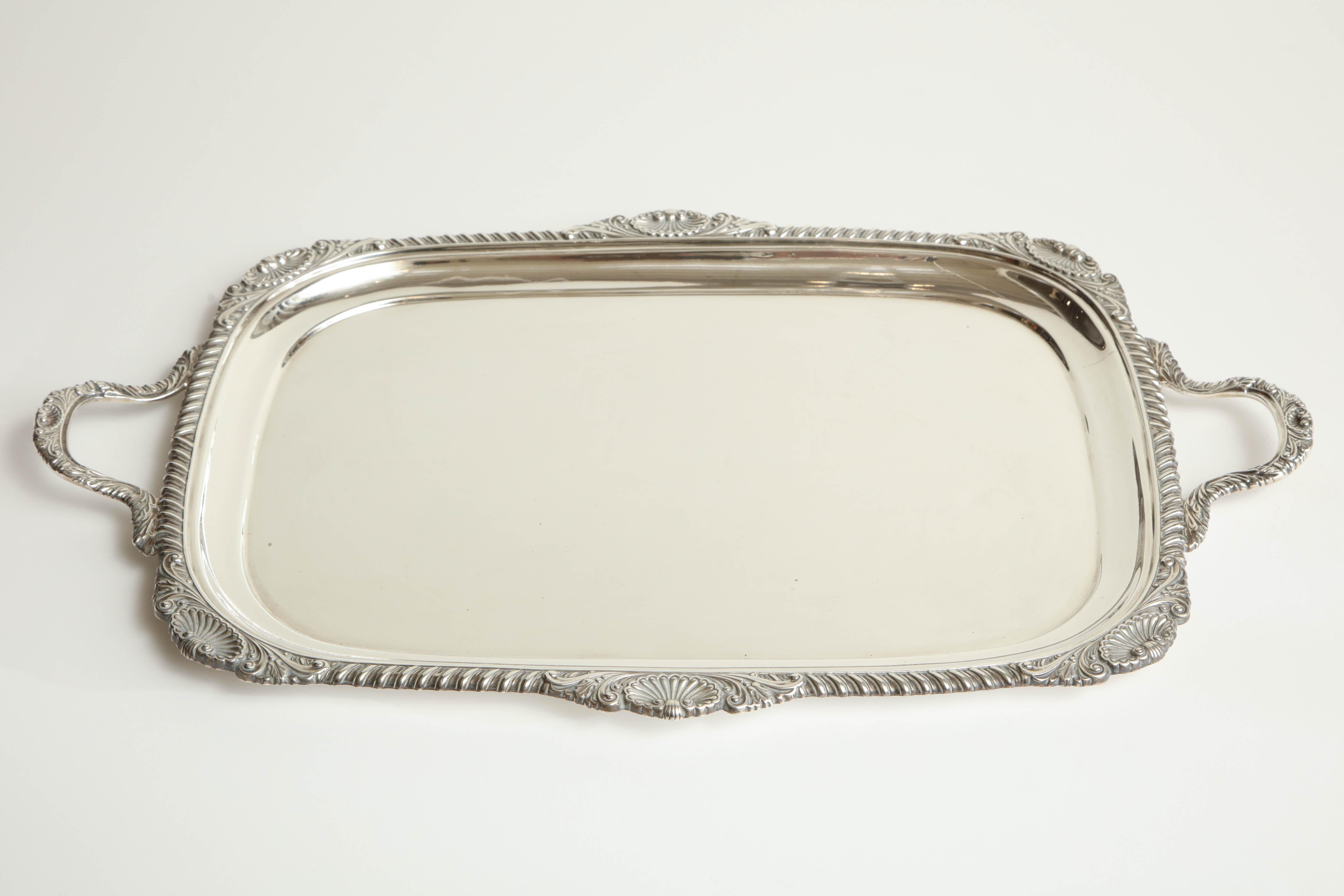 19th Century English, Hawksworth & Eyre Sterling Silver Tray 74oz In Good Condition For Sale In New York, NY