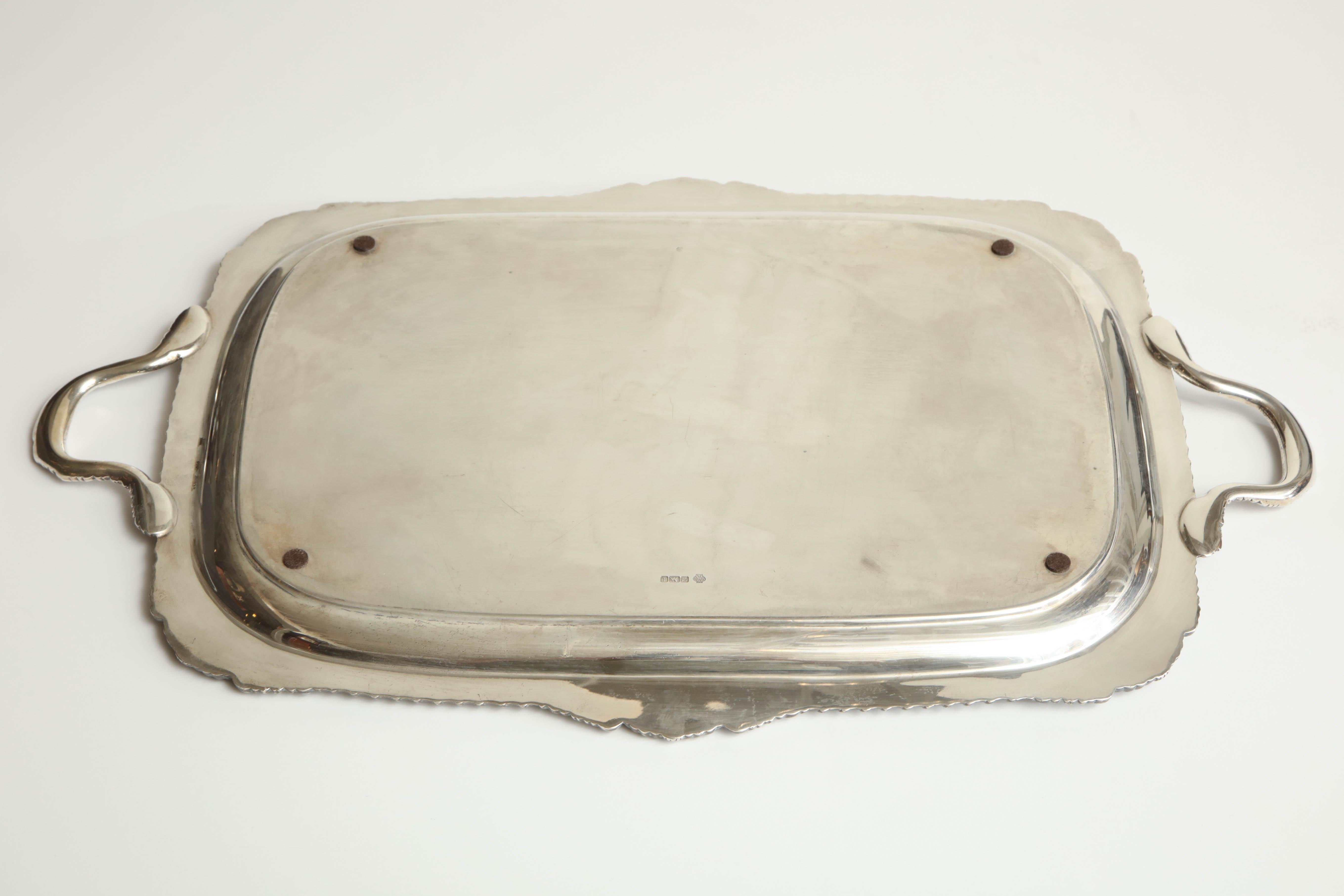 19th Century English, Hawksworth & Eyre Sterling Silver Tray 74oz For Sale 6
