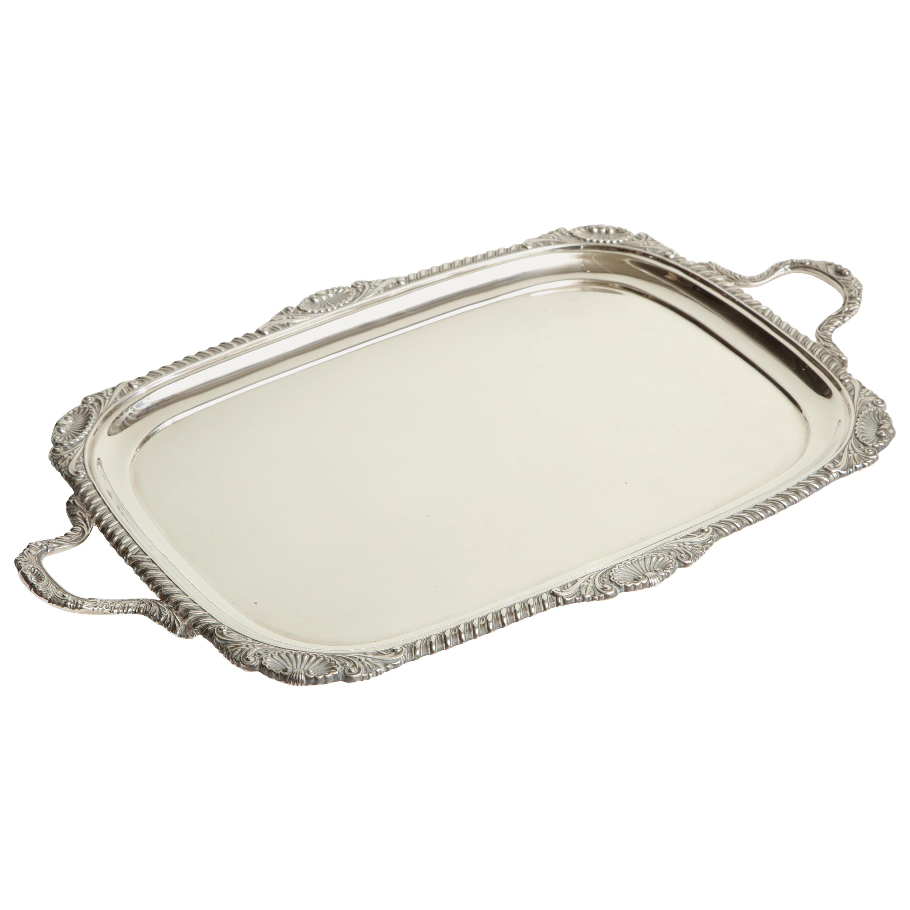 19th Century English, Hawksworth & Eyre Sterling Silver Tray 74oz For Sale