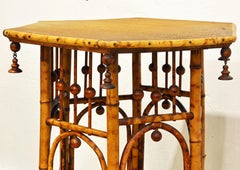 19th Century English Hexagonal Burnished Bamboo Chinoiserie Style Two-Tier Table