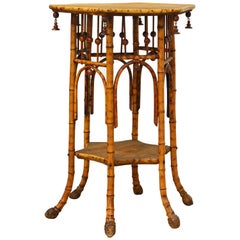 19th Century English Hexagonal Burnished Bamboo Chinoiserie Style Two-Tier Table