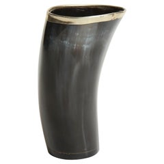 Antique 19th Century English Horn Cup with Silver Mounts