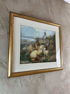 19th century English Ink Watercolor on Paper Signed PH Staines, 1860s