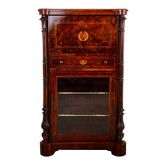 Antique 19th Century English Inlaid Burr Walnut Music Cabinet from Villa La Pausa
