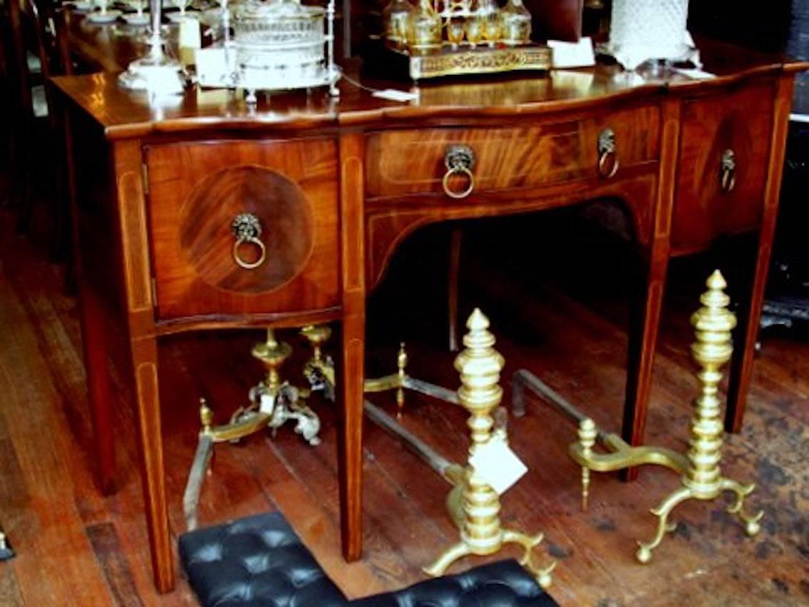 19th Century English Inlaid Mahogany Serpentine Sideboard, Hepplewhite Style In Excellent Condition In Charleston, SC