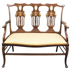 Englisches Mahagoni-Sessel mit Intarsien aus dem 19. Jahrhundert