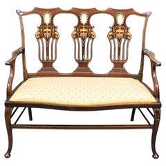 Antique 19th Century English Inlaid Mahogany Settee