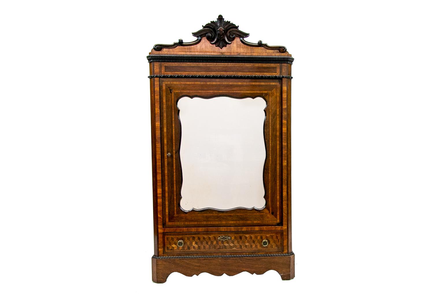 19. Jahrhundert Englisch Intarsien Miniature Armoire Cabinet 1