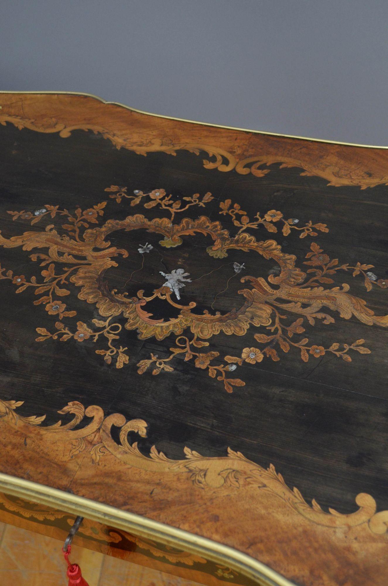 19th Century English Inlaid Side Table in Walnut For Sale 2