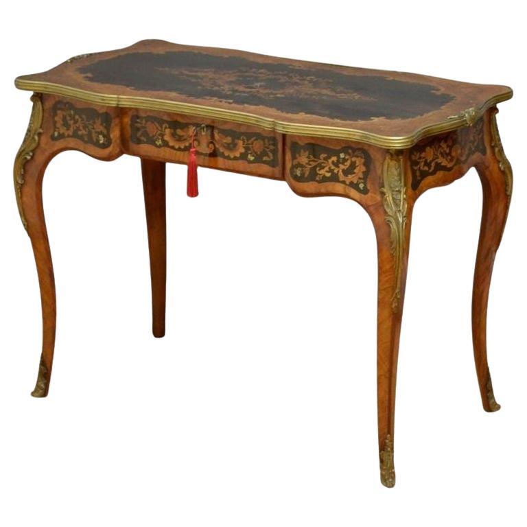19th Century English Inlaid Side Table in Walnut For Sale