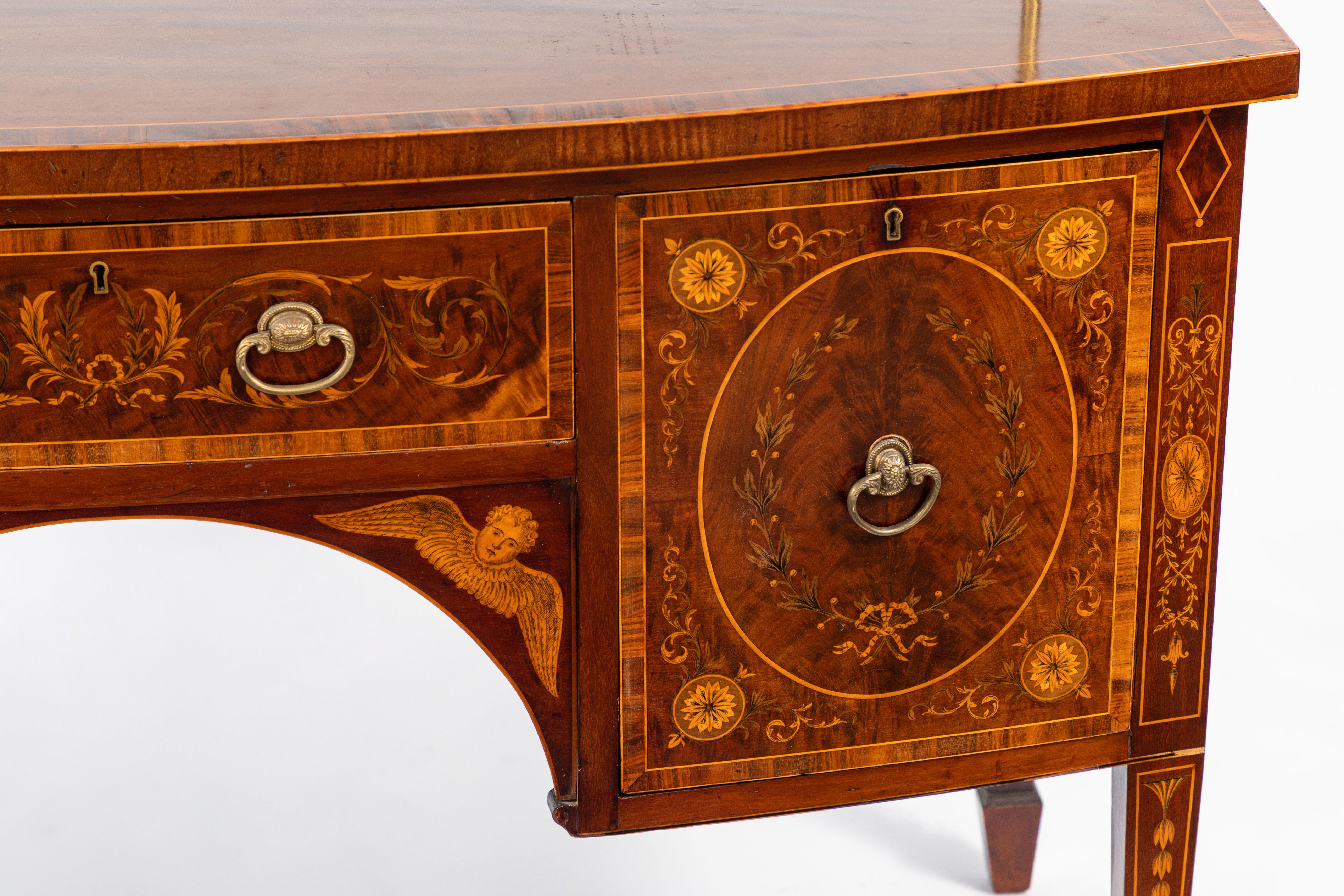 Inlay 19th Century English Inlaid Sideboard