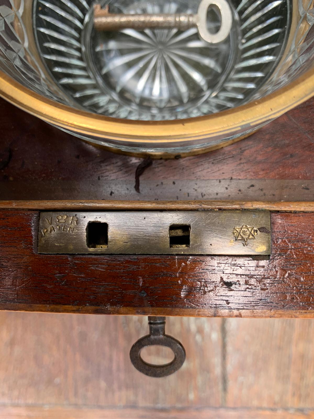 19th Century English Inlaid Tea Caddy with Crystal Rinser 6