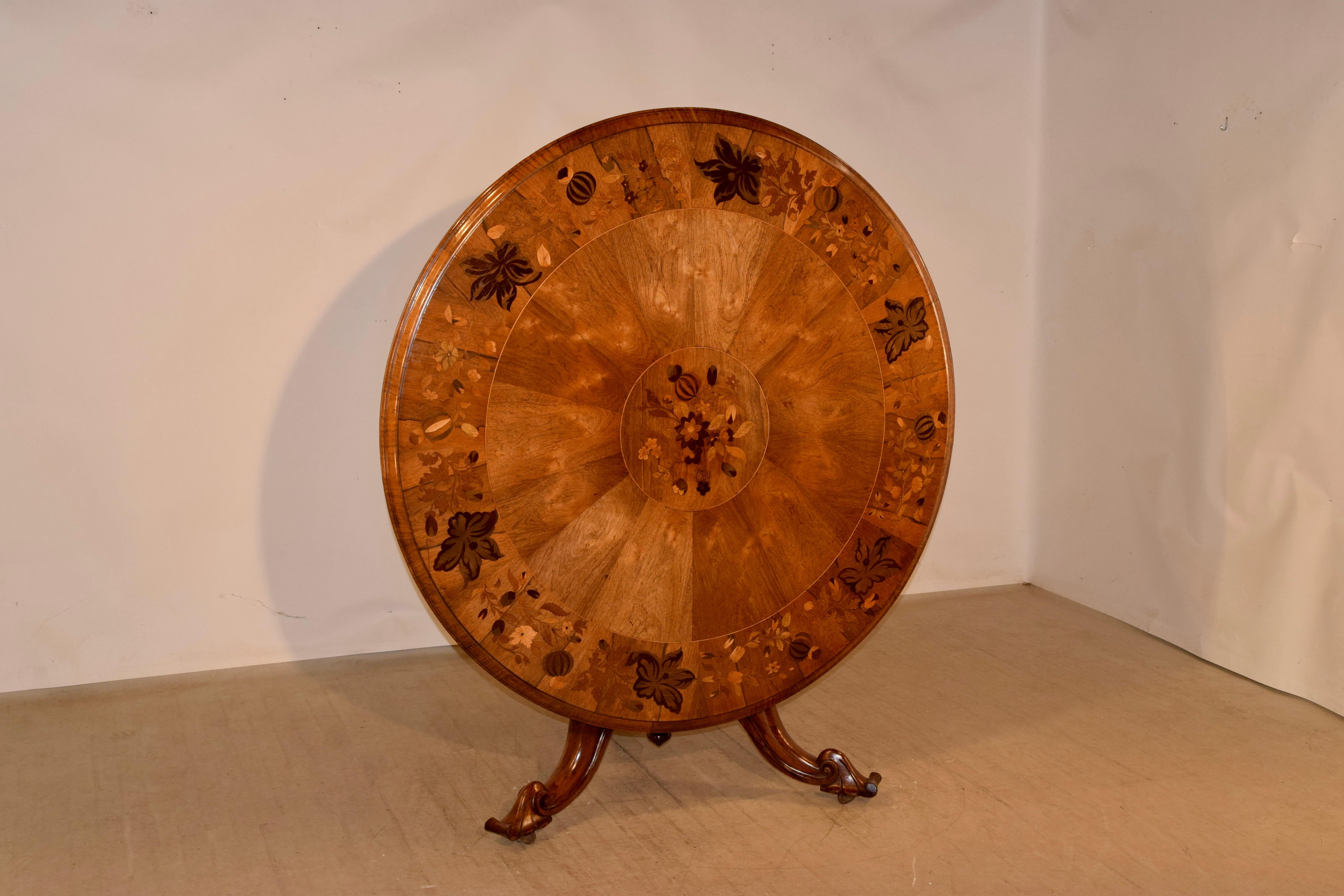 Victorian 19th Century English Inlaid Tilt-Top Table For Sale