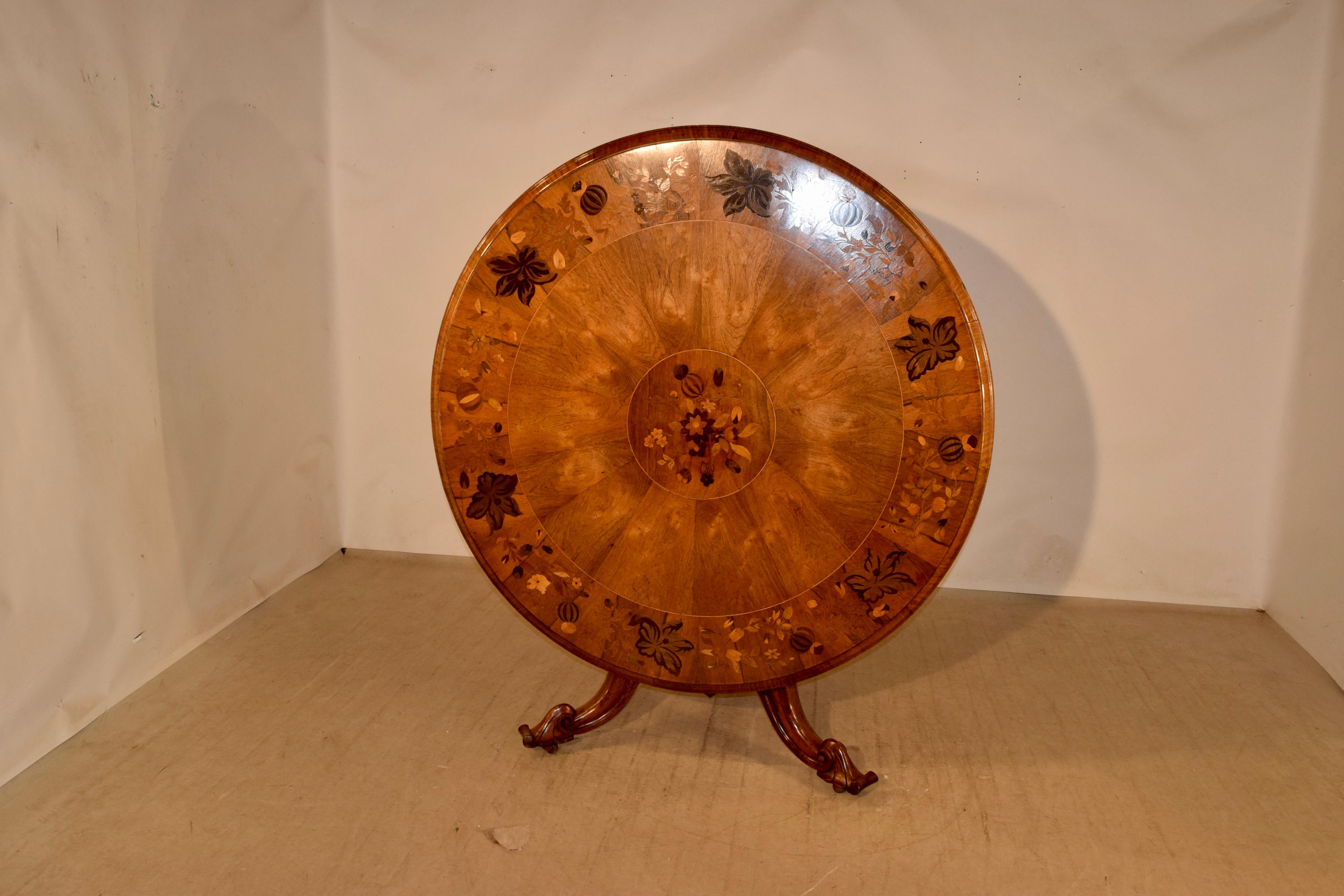 Inlay 19th Century English Inlaid Tilt-Top Table For Sale