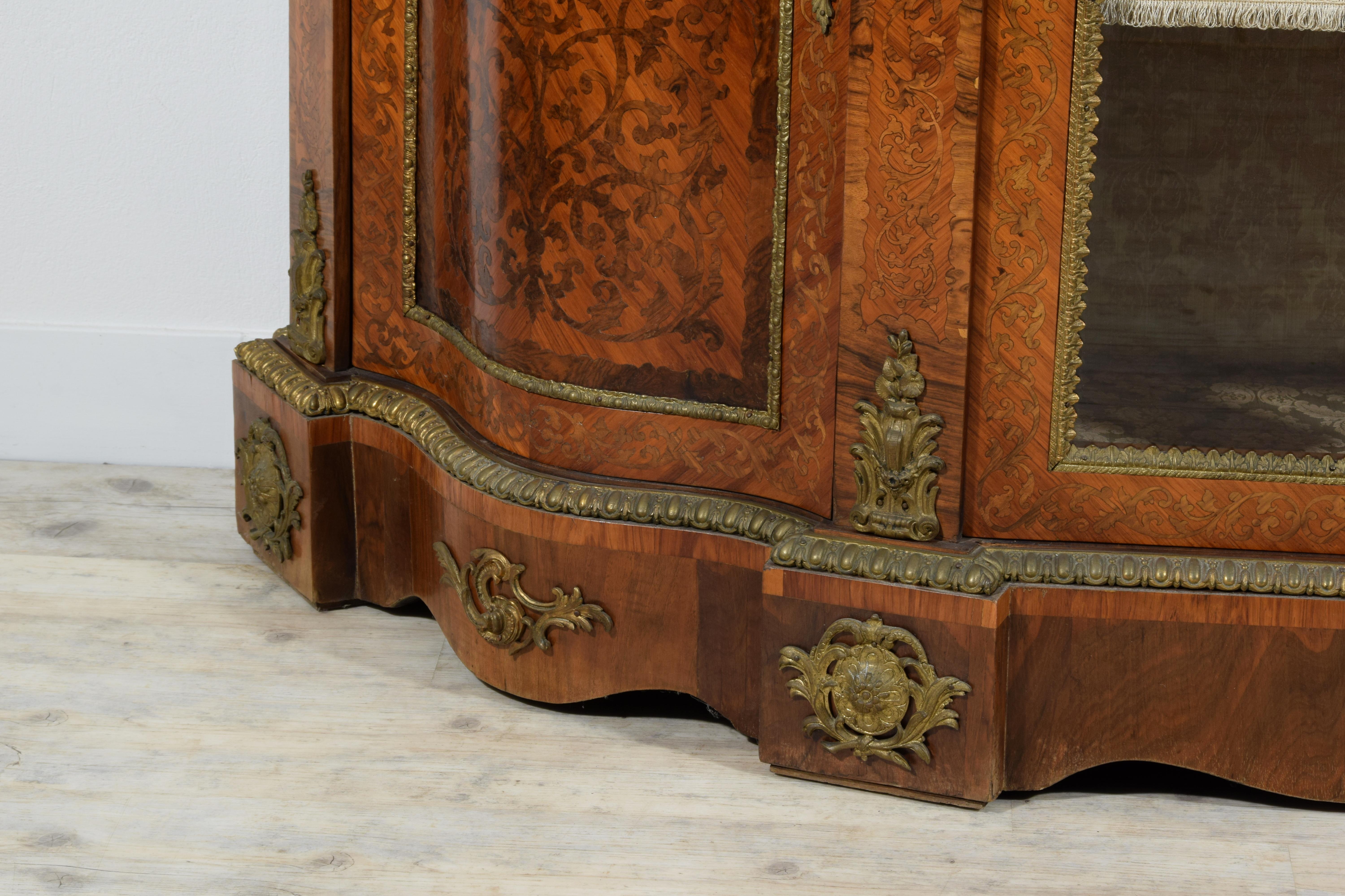 19th Century, English Inlaid Wood Sideboard with Gilt Bronzes 8