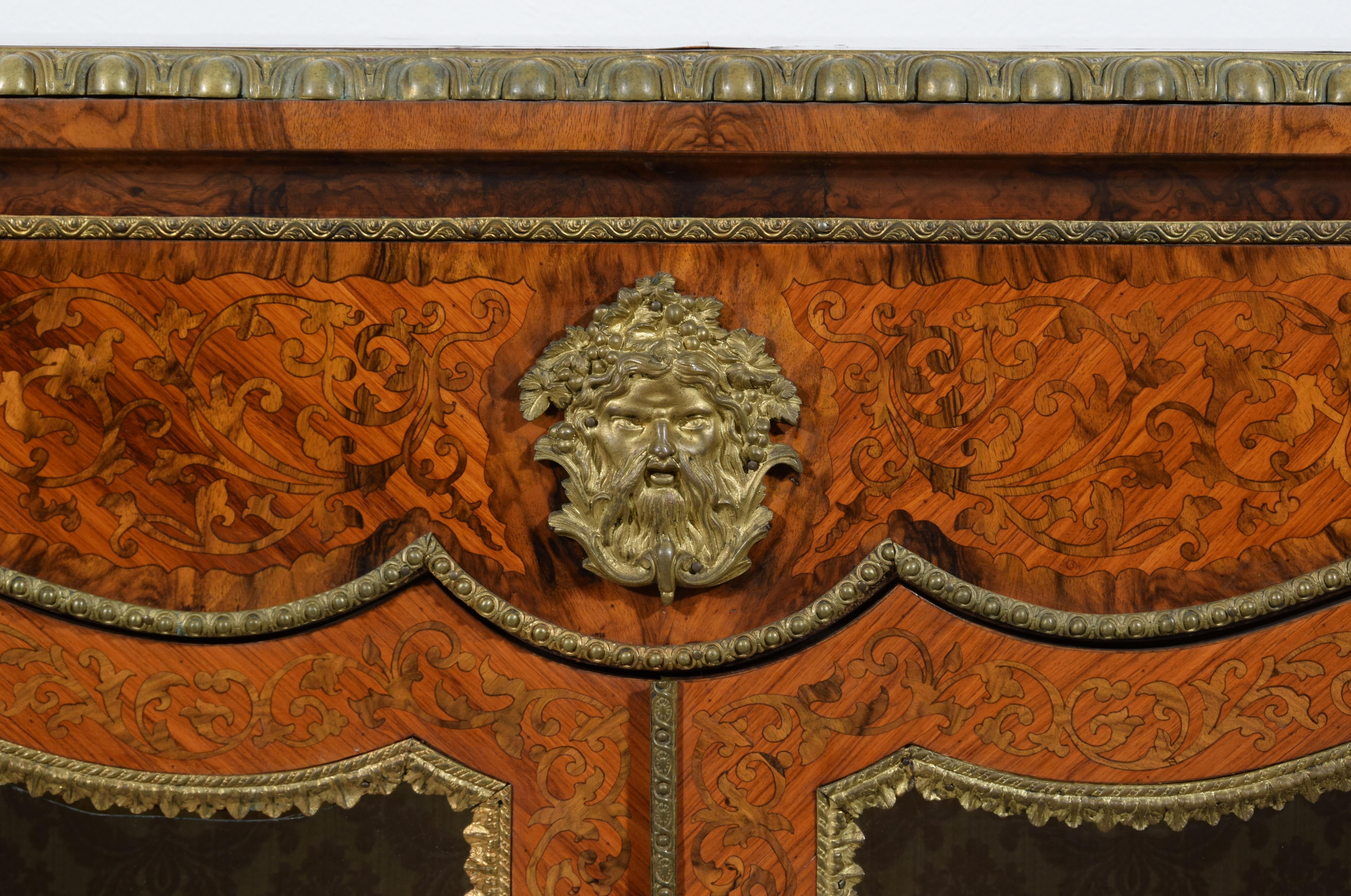 19th Century, English Inlaid Wood Sideboard with Gilt Bronzes 11