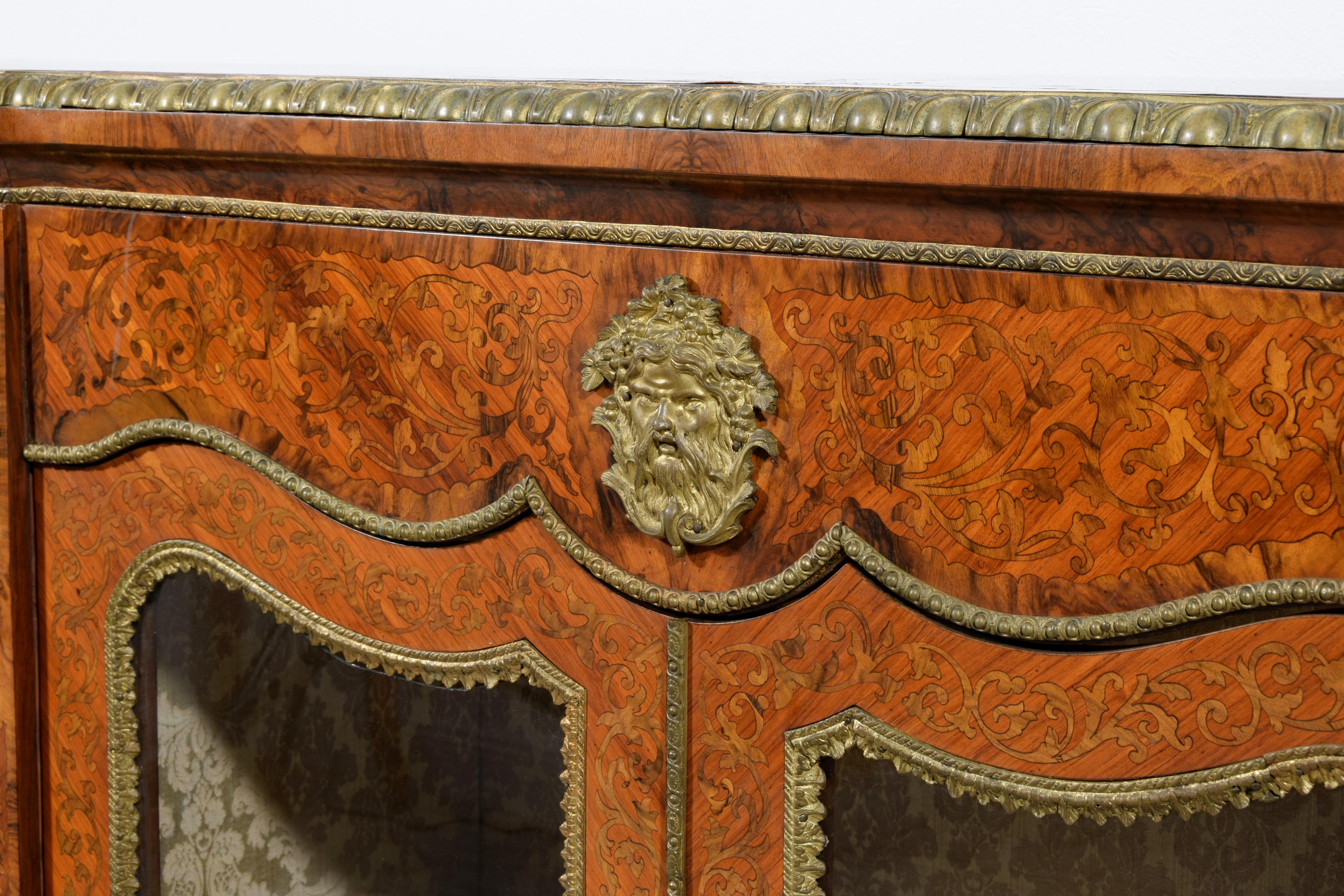 19th Century, English Inlaid Wood Sideboard with Gilt Bronzes 12