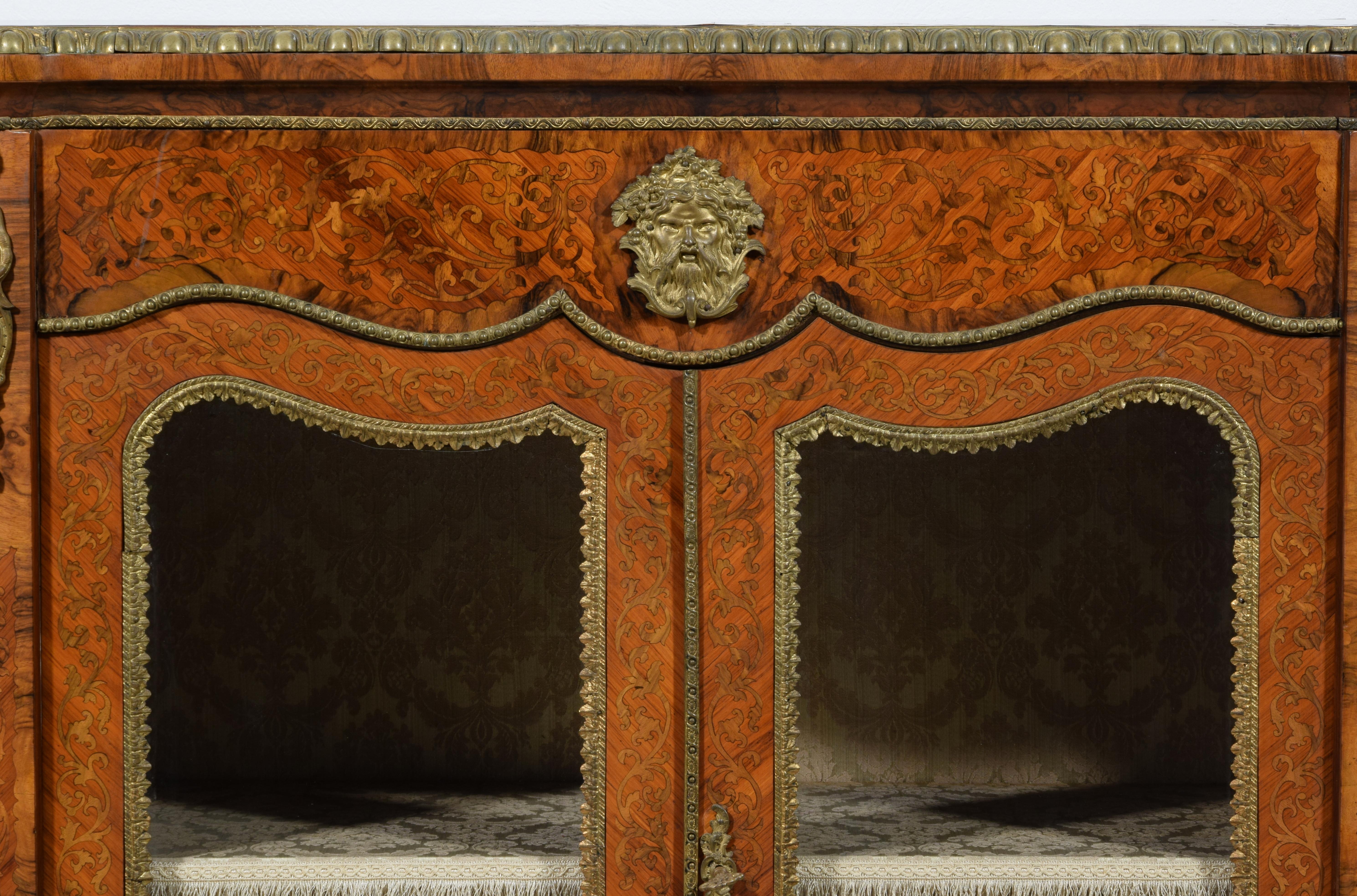 19th Century, English Inlaid Wood Sideboard with Gilt Bronzes 3