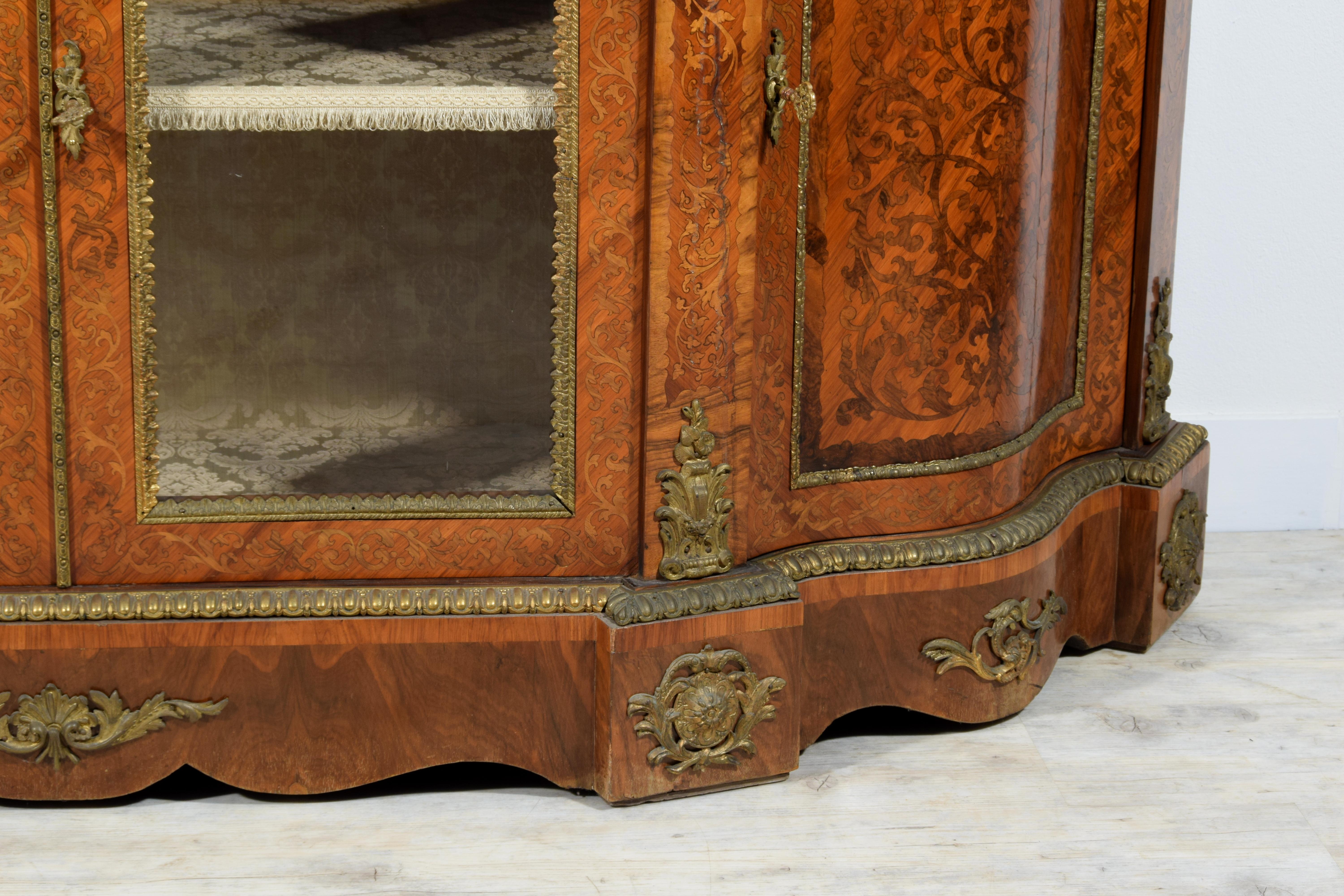 19th Century, English Inlaid Wood Sideboard with Gilt Bronzes 6