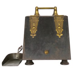 19th Century English Iron / Brass Fireplace Coal Scuttle