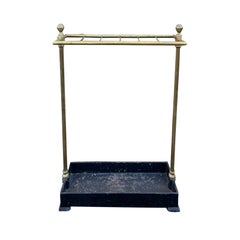 Antique 19th Century English Iron and Brass Umbrella Stand, circa 1850